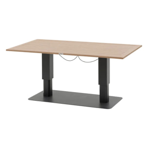 Table de jardin relevable rectangulaire "Salimia" graphite & honey 150 x 80 x 69cm en aluminium