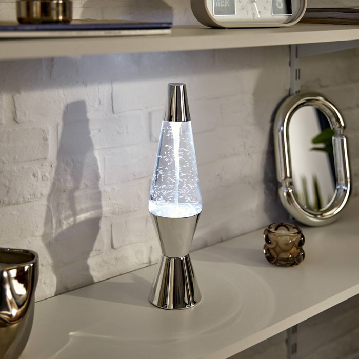 Lampe à poser champignon secteur Lava argent H36,5cm