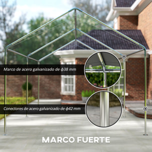 Carpa Garaje para Coche 3x6 m, Cochera Exterior Portátil con Marco de Acero Galvanizado, Impermeable, Anti-UV, Pabellón Gazebo de Jardín con Accesorios, para Eventos, Fiestas, Gris