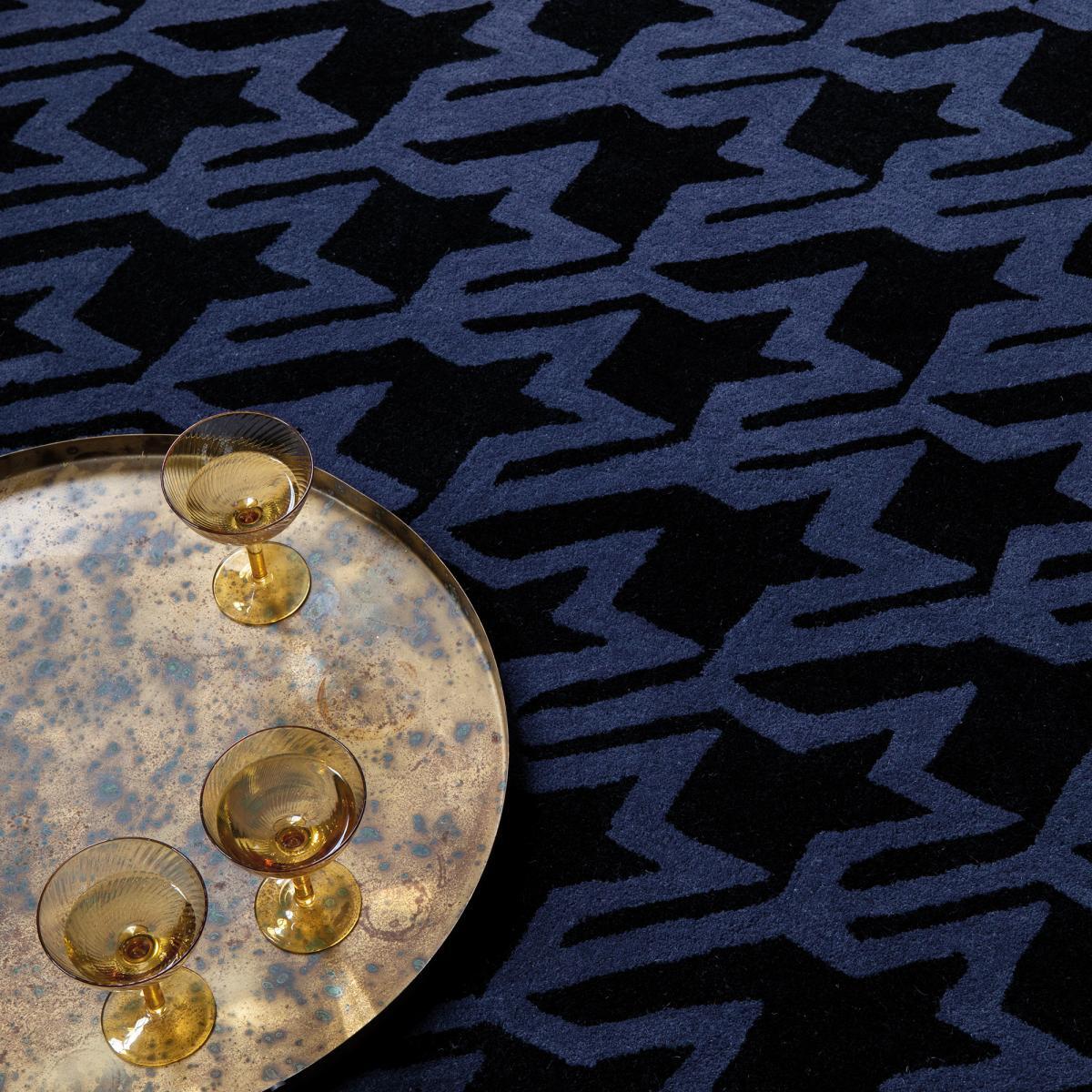 Tapis salon et chambre fait à la main en laine motif géométrique TAIL