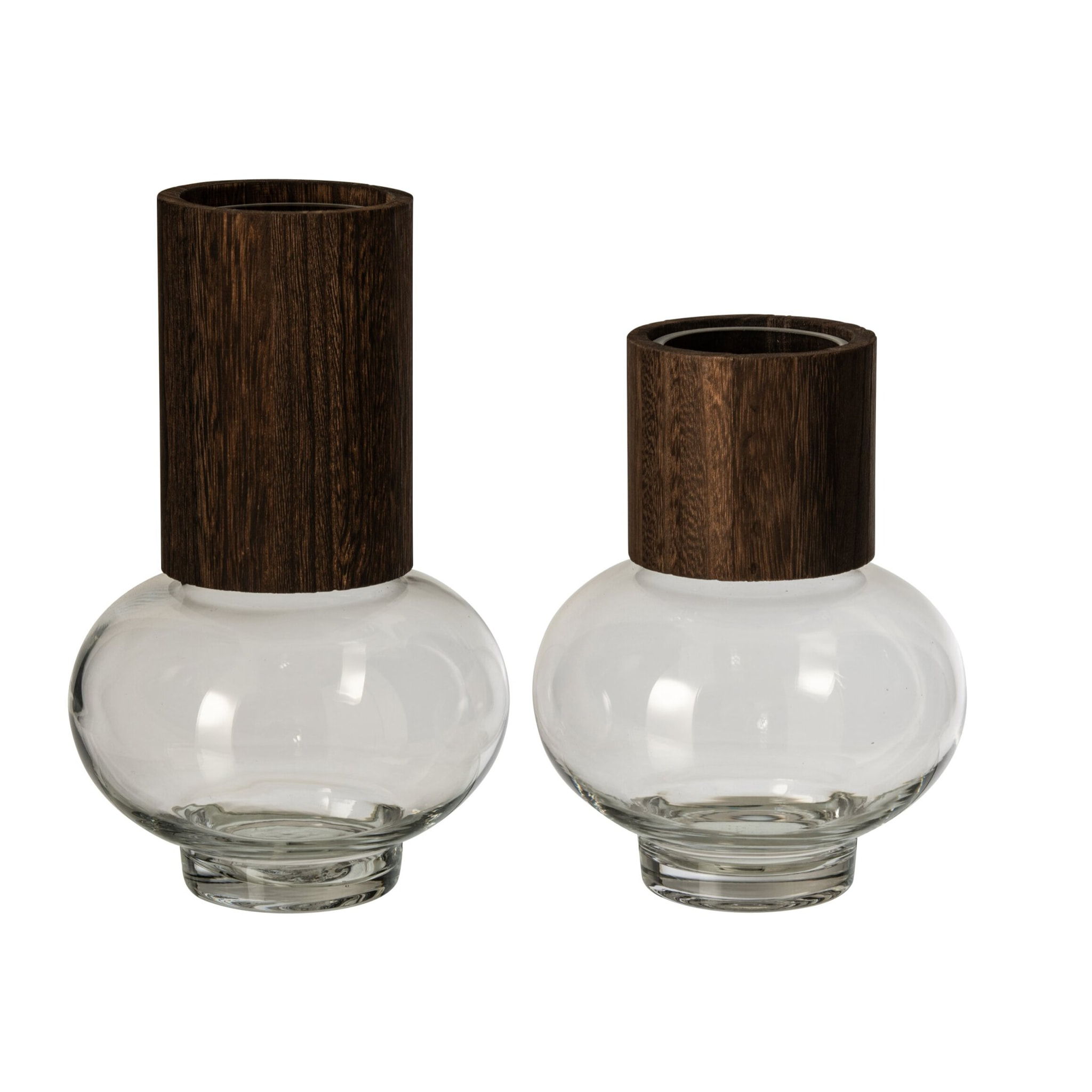 J-Line vase Jim - verre - marron foncé/transparent - large