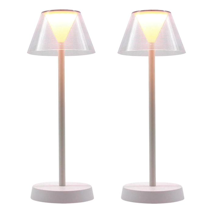 2 Lampes de table sans fil BEVERLY blanc H34cm