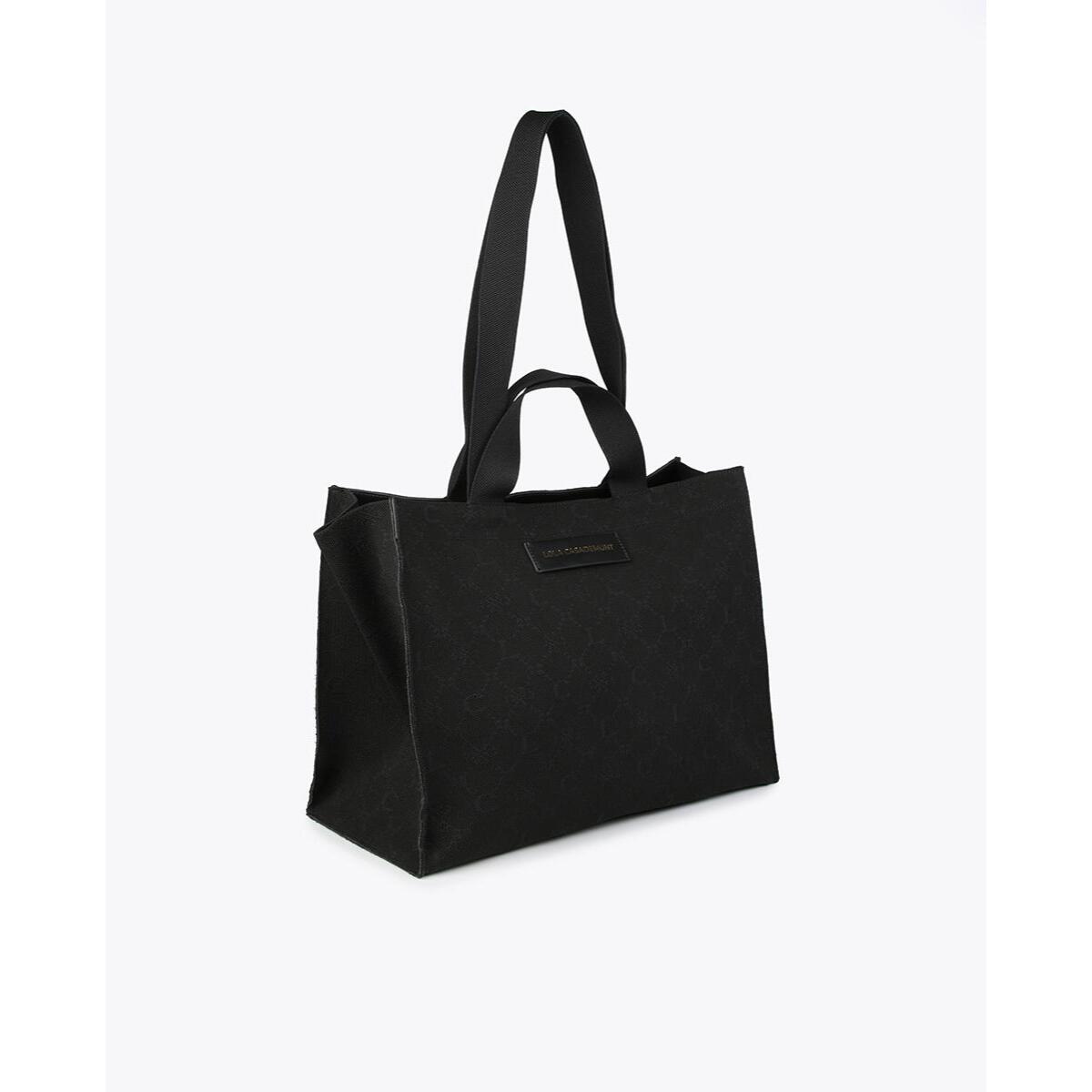 Borsa shopper media con tessuto monogramma