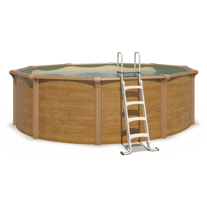 Piscine hors sol acier ronde Ø 4,55 x 1,32 m aspect bois OSMOSE