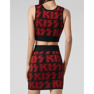 PHILIPP PLEIN Knit Compose Top+Skirt Rock band