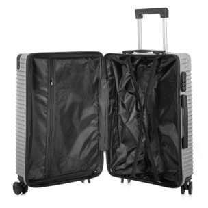 DAM Set di 3 valigie Trolley, in materiale leggero ABS ad alta resistenza con angoli rinforzati. Chiusura numerica e 4 ruote doppie removibili e girevoli a 360°. 54x32x80 Cm. Colore: Grigio Chiaro