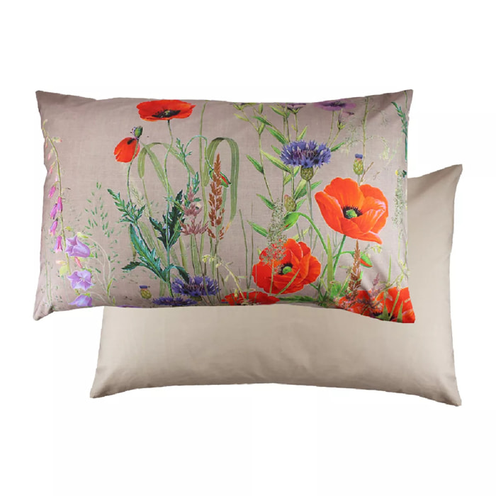 Taie d'oreiller Coquelicots lin