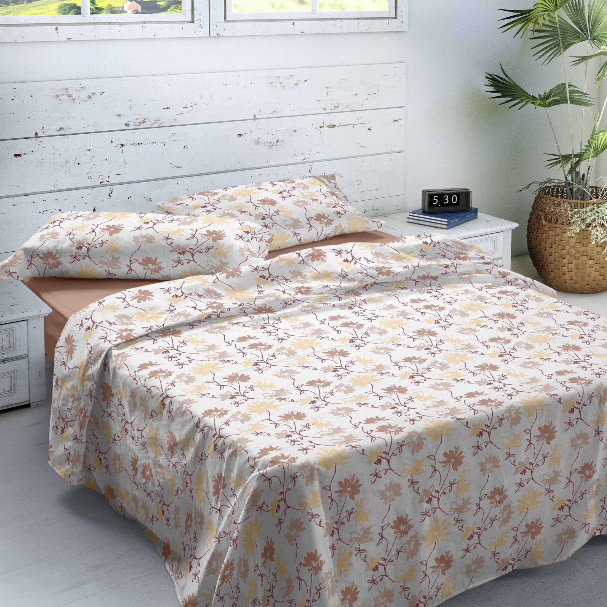 Naturals - Juego de Sábanas - Incluye 1 o 2 Fundas de Almohada + 1 Sábana Bajera - Franela - 100% Algodón - Garden