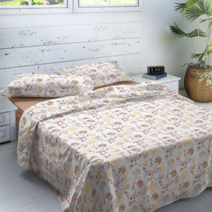 Naturals - Juego de Sábanas - Incluye 1 o 2 Fundas de Almohada + 1 Sábana Bajera - Franela - 100% Algodón - Garden