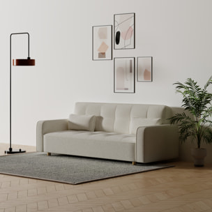 Canapé scandinave convertible 3 places en tissu bouclette blanc COOPER