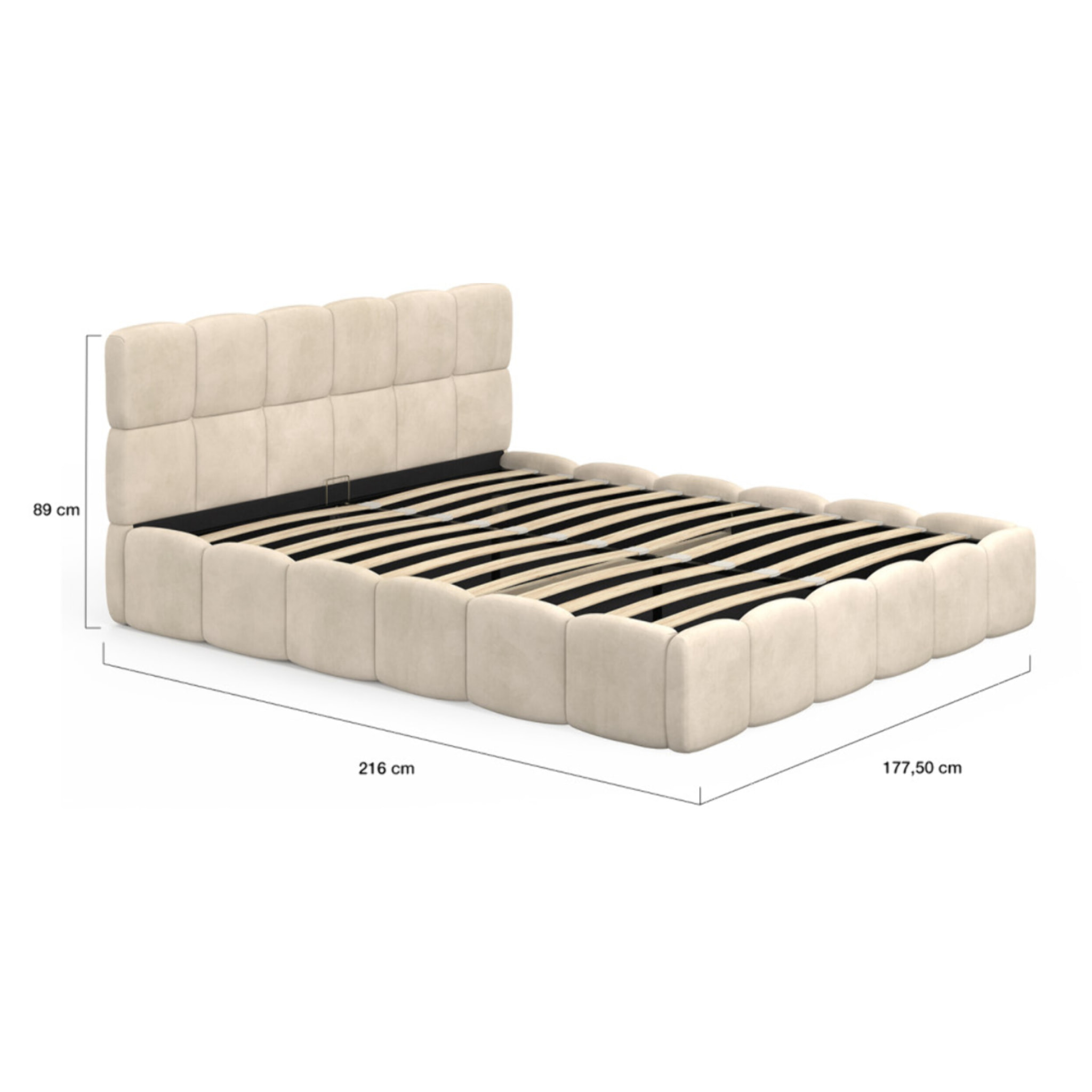 Lit coffre Bubble 160x200cm velours beige