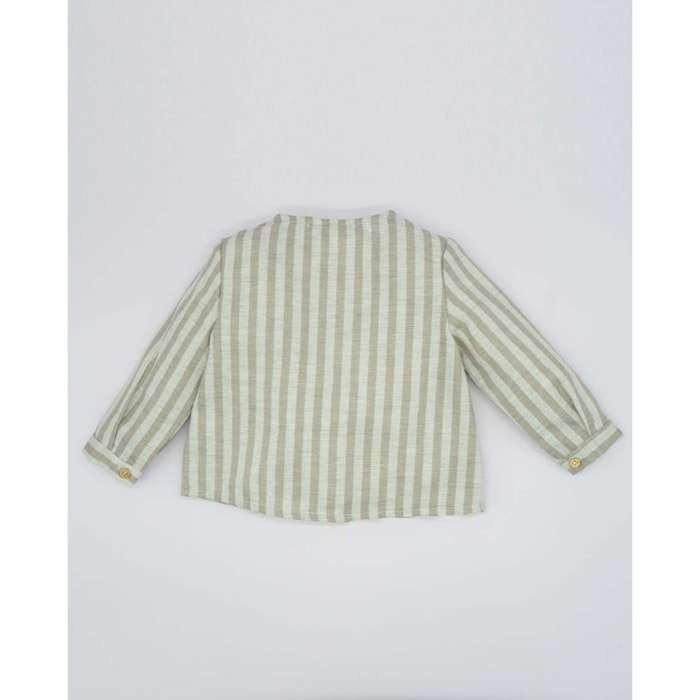 Camisa cuello mao rayas gris