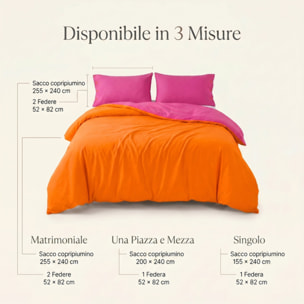 Parure copripiumino singolo in cotone bicolore morbido e traspirante, set sacco copripiumino con federa, design semplice ed elegante, tessuto resistente e certificato OEKO-TEX, facile da lavare, comfort naturale per uso quotidiano