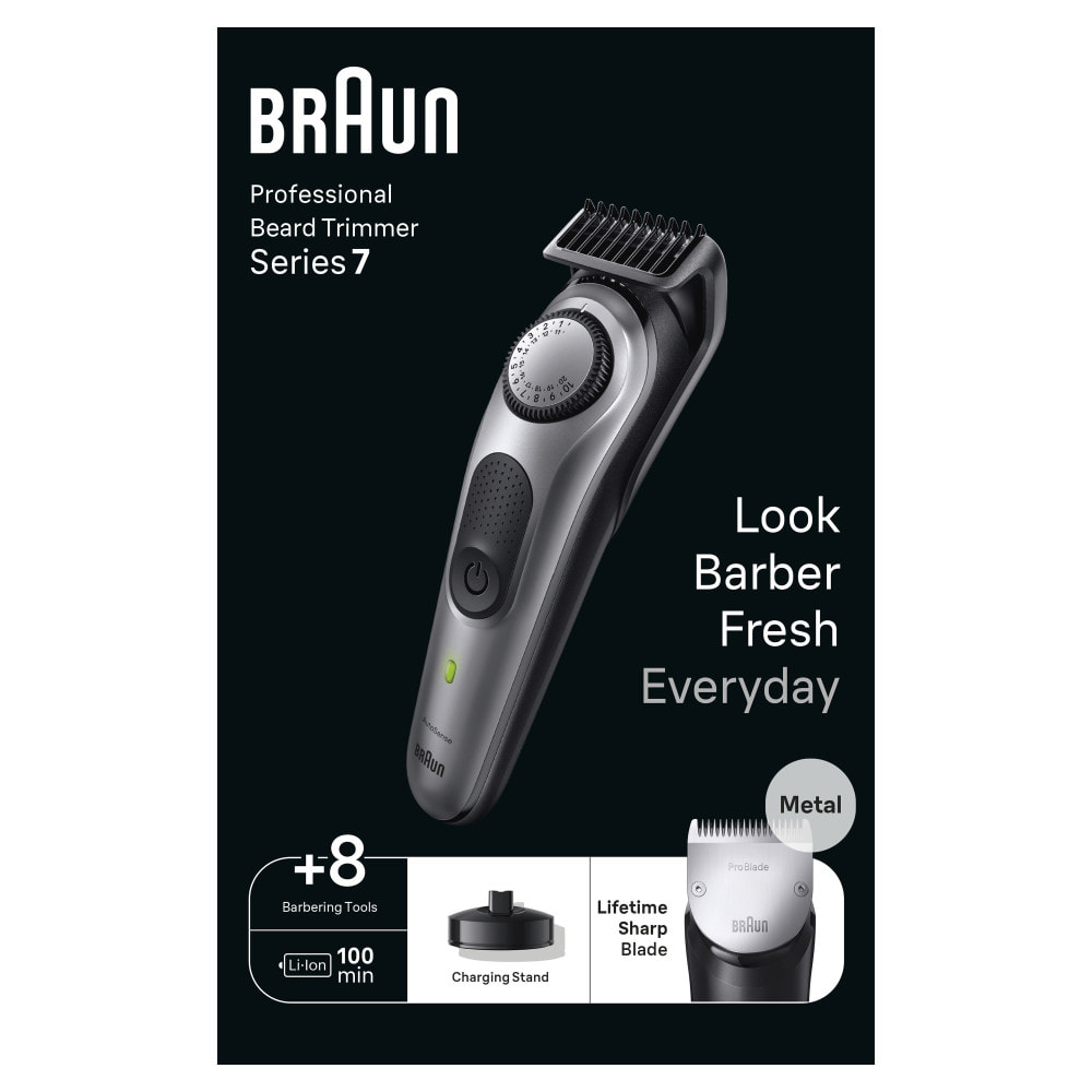 Braun Tondeuse à Barbe - Series 7 BT7420 - Avec Outils Professionnels - Noir/Gris