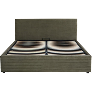 Lit coffre avec tête de lit en velours côtelé - TINA