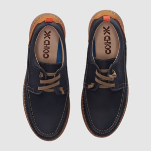 Zapatos de Piel - Marino - Tacón: Bajo