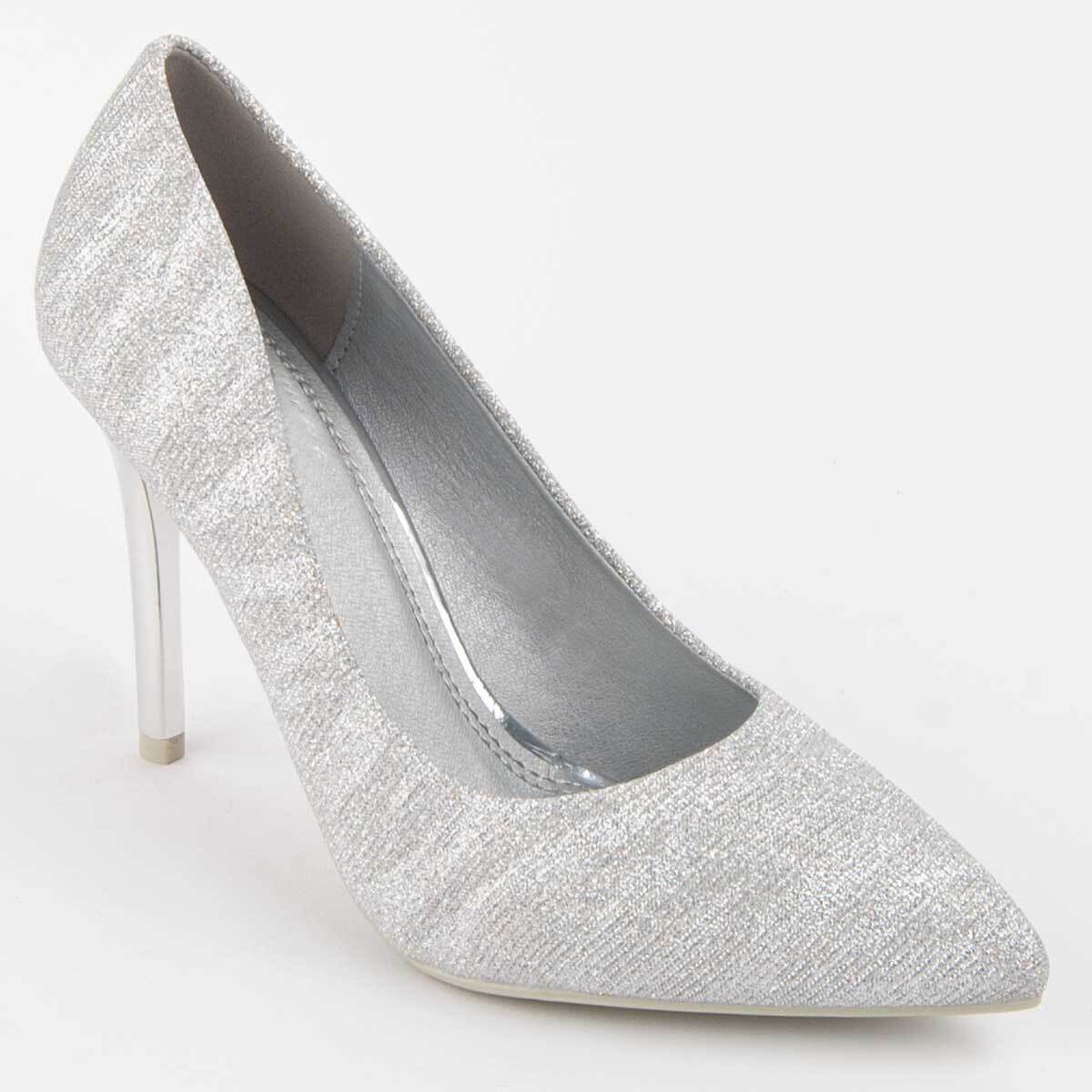 Zapato De Tacón - Plateado - Altura: 10 Cm
