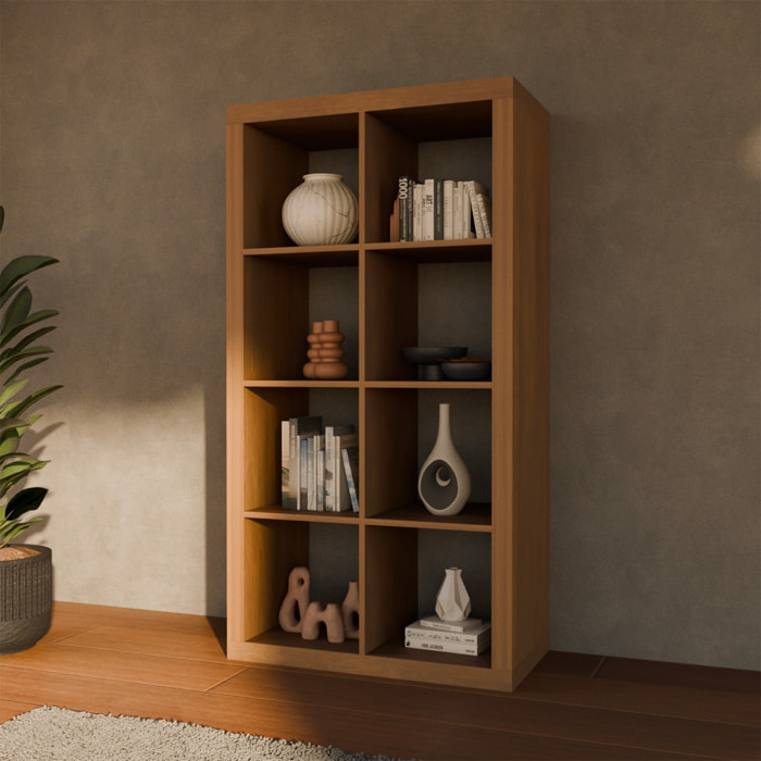 Etagère bibliothèque décor bois 4 niveaux 8 compartiments BASIKS