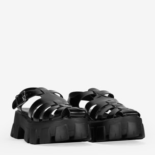 Sandalias cangrejeras negras con plataforma