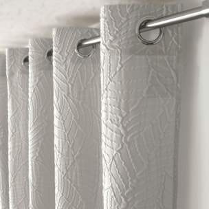 Rideau à oeillets feuillage aspect gaufré - Ecru