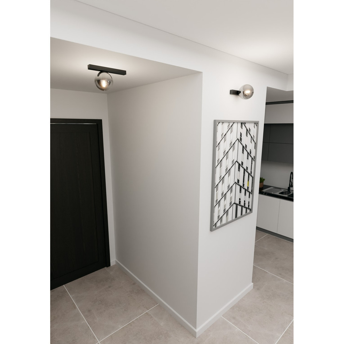 Lampada da soffitto Fit in acciaio nero opaco e vetro grafite