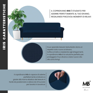COPRIDIVANO IRIS, Elastico, Estensibile e Sagomato - BLU SCURO