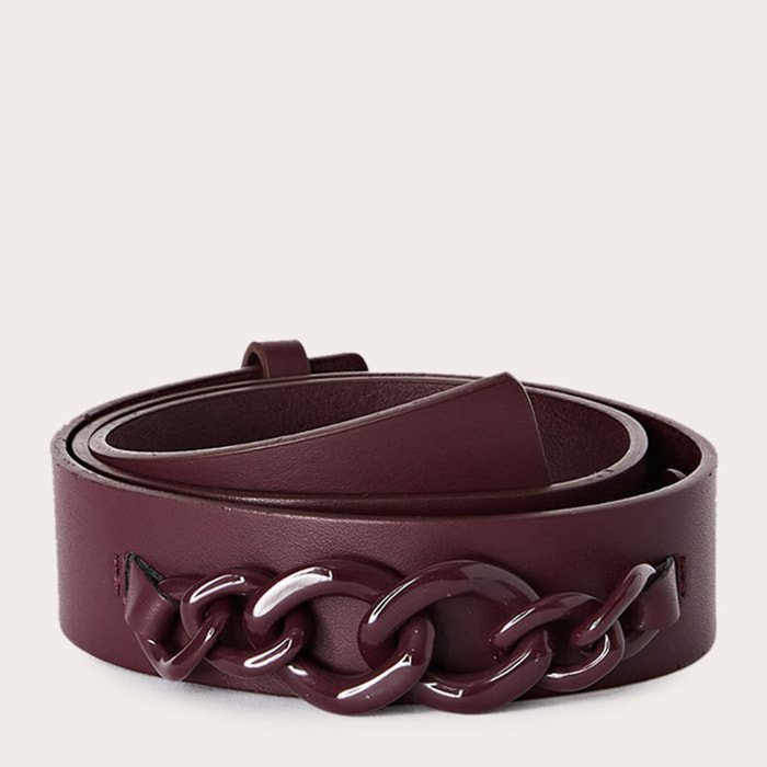 Motivi - Cinturón con motivo de cadenas - Burgundy