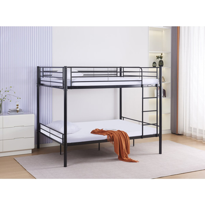 Lit superposé double "Adam" - Sommier inclus - 140 x 190 cm - Noir