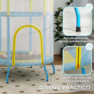 Cama Elástica Infantil Ø140x190 cm Trampolín para Niños de 3-6 Años con Red de Seguridad Barras Acolchadas Carga 45 kg para Interior Multicolor