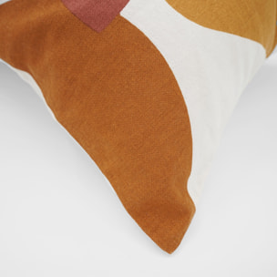 Coussin décoratif rectangulaire en polycoton imprimé géométrique - Marron