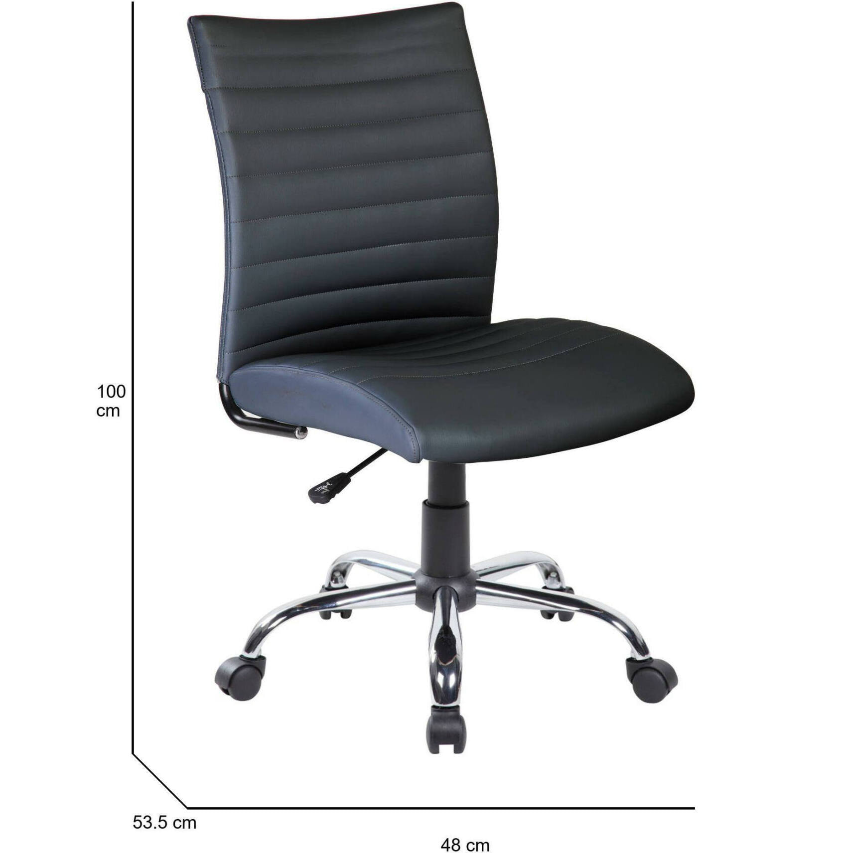 Sedia da ufficio Newcastle, Poltrona operativa, Seduta ergonomica da ufficio, 54x48h90/100 cm, Nero