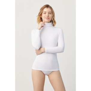 Maglia termica bianca a maniche lunghe con collo alto