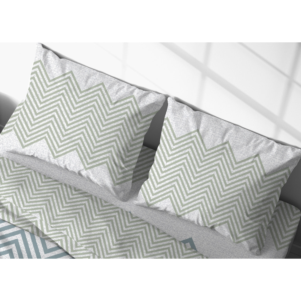 Copripiumino In 100% Cotone Disegno Zig Zag