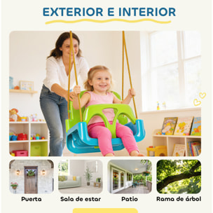 Columpio Infantil 3 en 1, Columpio para Niños, Cuerda Ajustable, con Respaldo Desmontable, Barra en T, Cinturón de Seguridad, para Interior, Exterior, Solo Asiento, Verde Oscuro