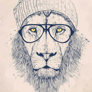 Affiche enfant lion  Affiche sous cadre bois