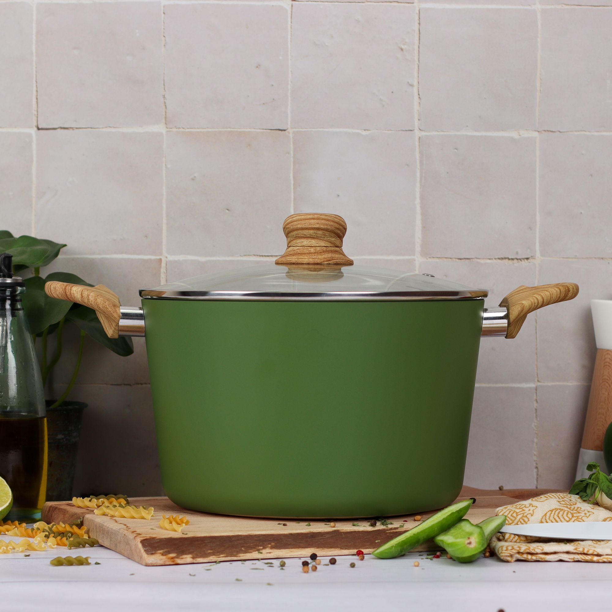 Faitout 24cm avec revêtement céramique vert - tous feux COLORAMA