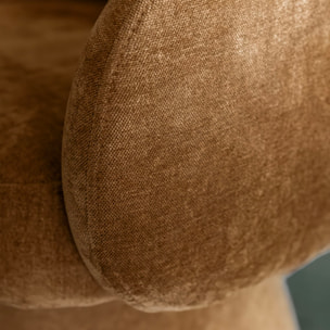 Fauteuil de table pivotant en velours terre de sienne ALBA
