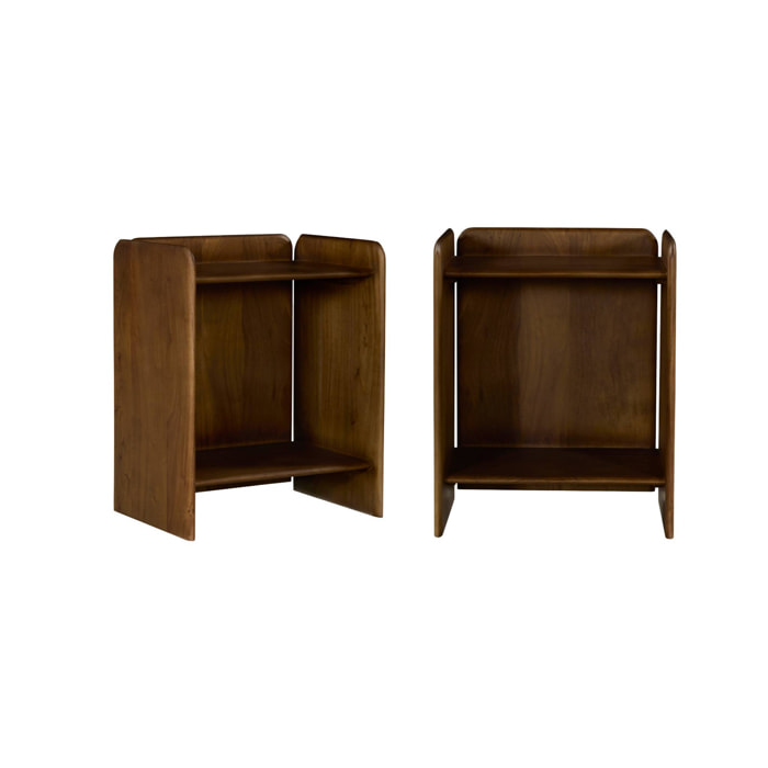 Table de chevet exotique bois d'acacia 2 niveaux (lot de 2) TARA