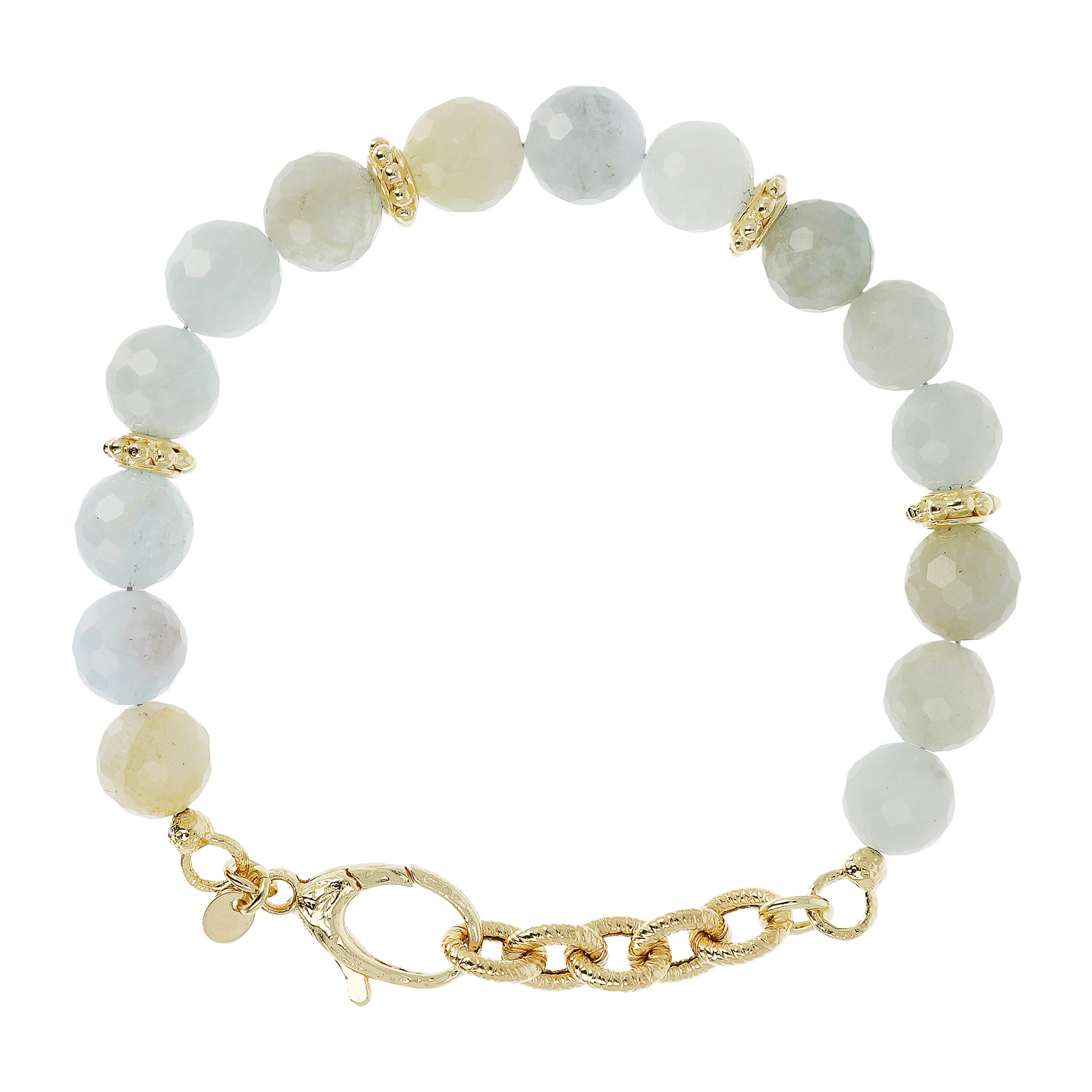 Bracciale con Pietra Naturale Acquamarina e Rondelle Golden a Palline