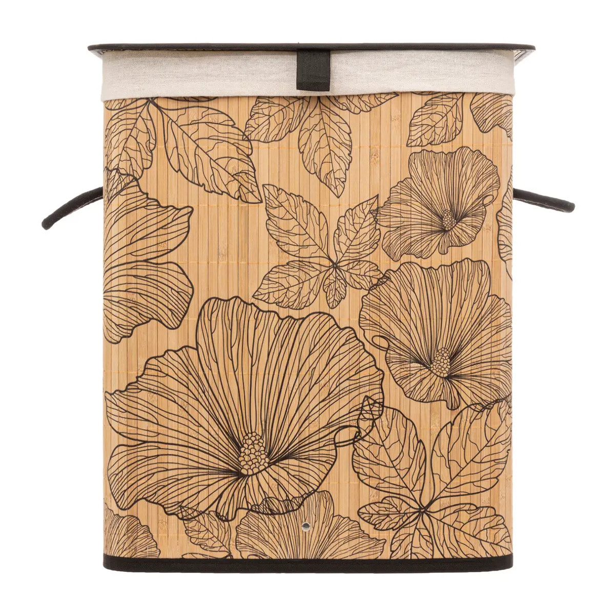 Panier à linge 60L "BlackFlora" bambou