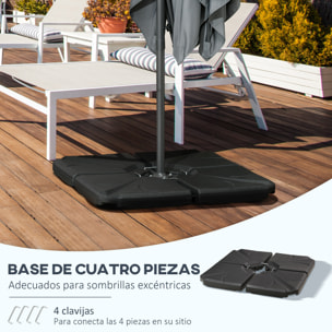Base para Sombrilla de 4 Piezas Soporte para Parasol Rellenable con Arena 72 kg o Agua 56 kg para Jardín Patio Terraza Negro