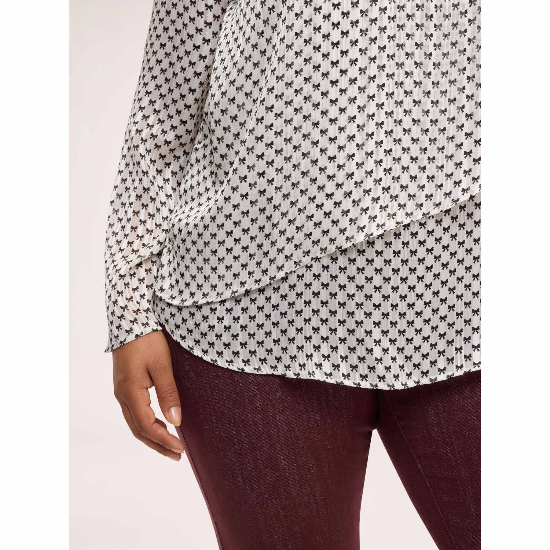 Fiorella Rubino - Blusa con stampa in georgette con volant - Bianco