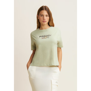 T-shirt Cropped con Spacchi Laterali