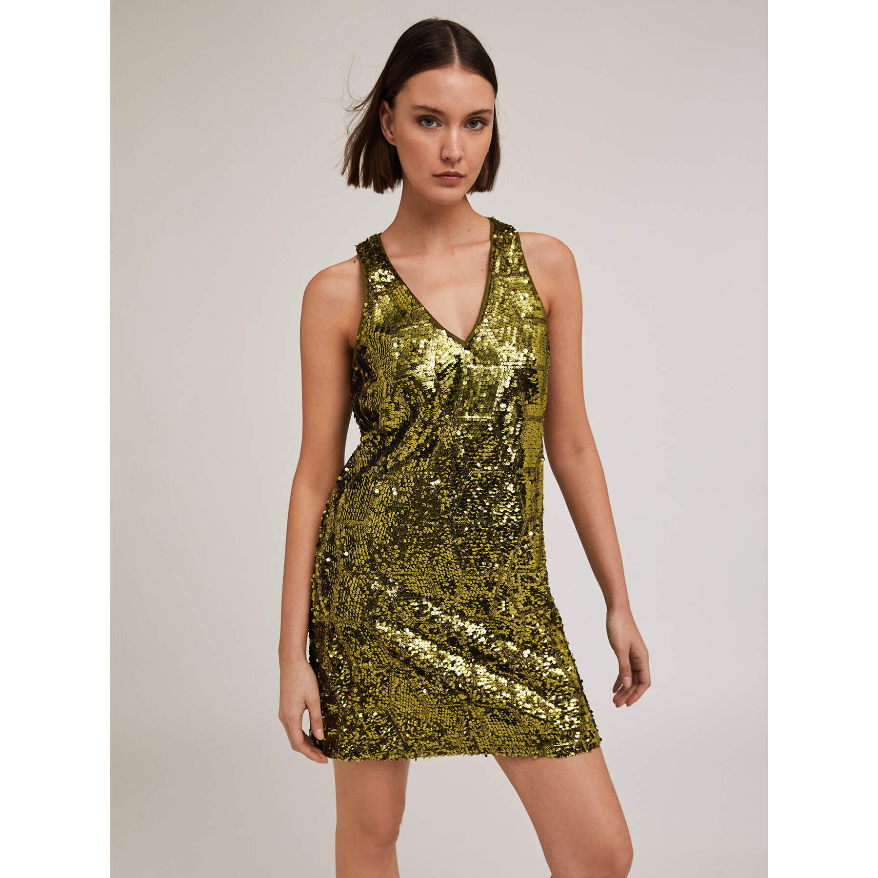 Motivi - Vestito in paillettes disegno geometrico - Verde