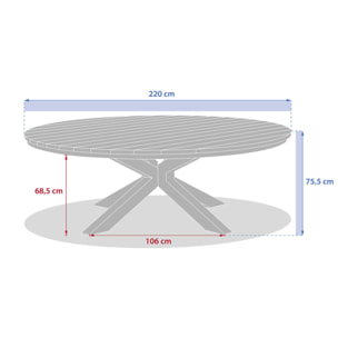 Table de jardin ronde "Oraclion" noir & graphite 12 places en aluminium