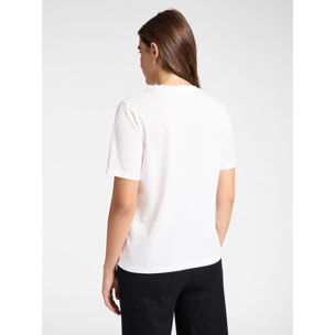 Elena Mirò - T-shirt con ricamo floreale - Bianco
