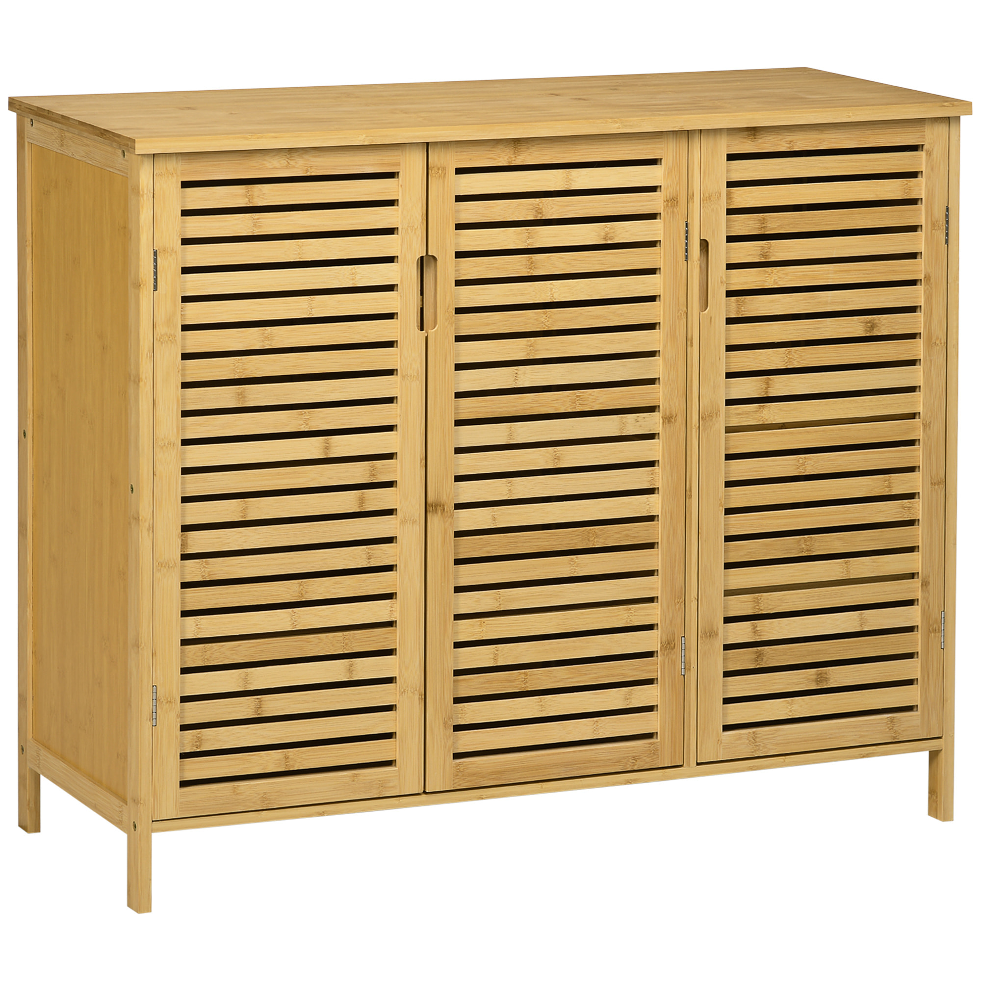 Mueble Zapatero de Recibidor Armario Zapatero con 3 Puertas de Persianas Estantes Ajustables para 16 Pares de Zapatos para Pasillo Entrada 100x35x80 cm Natural