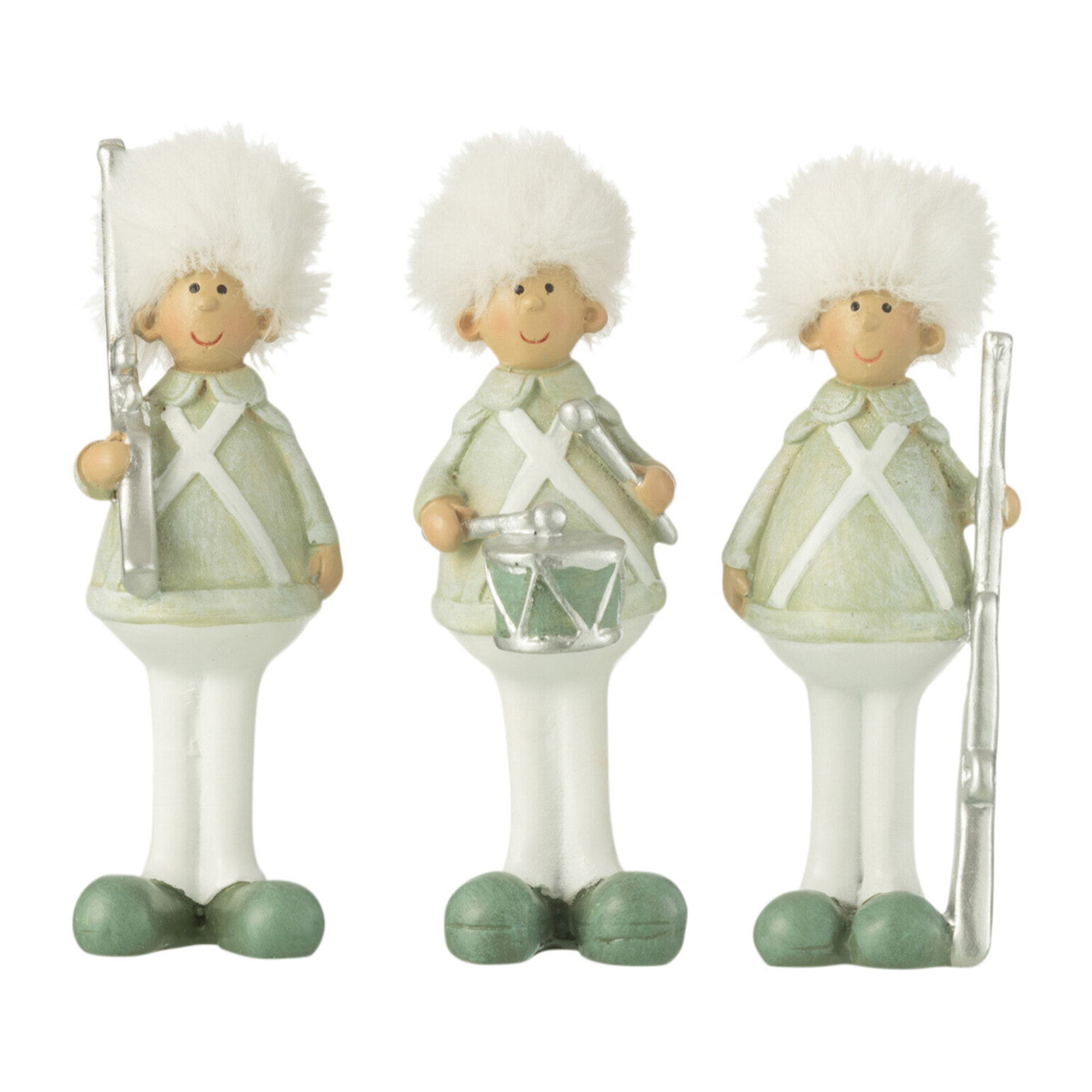J-Line figurine Soldat Fusil + Tambour - polyrésine - vert/blanc - small - 3 pcs