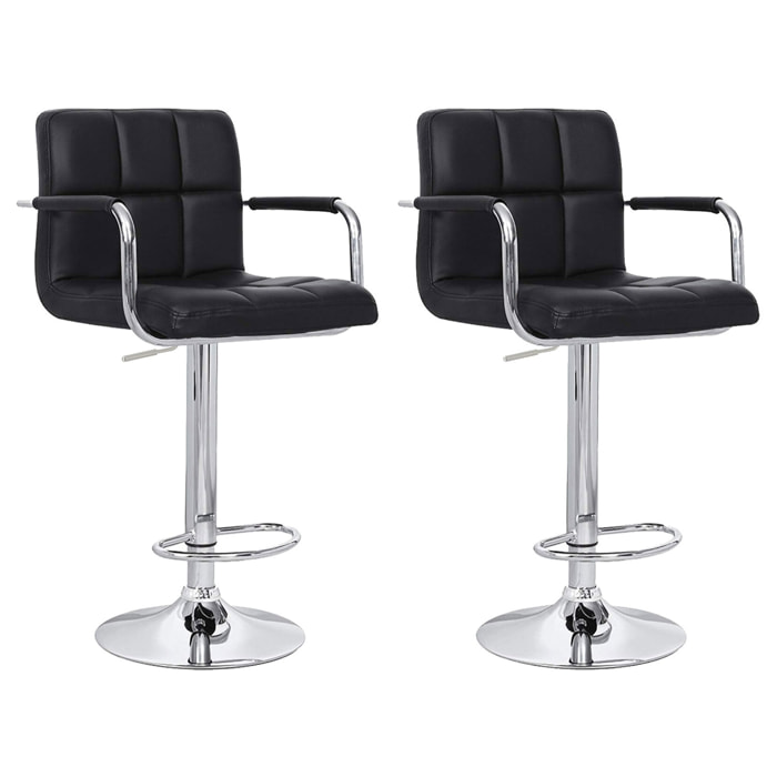 Lot de 2 tabourets de bar noir avec accoudoirs MIKE