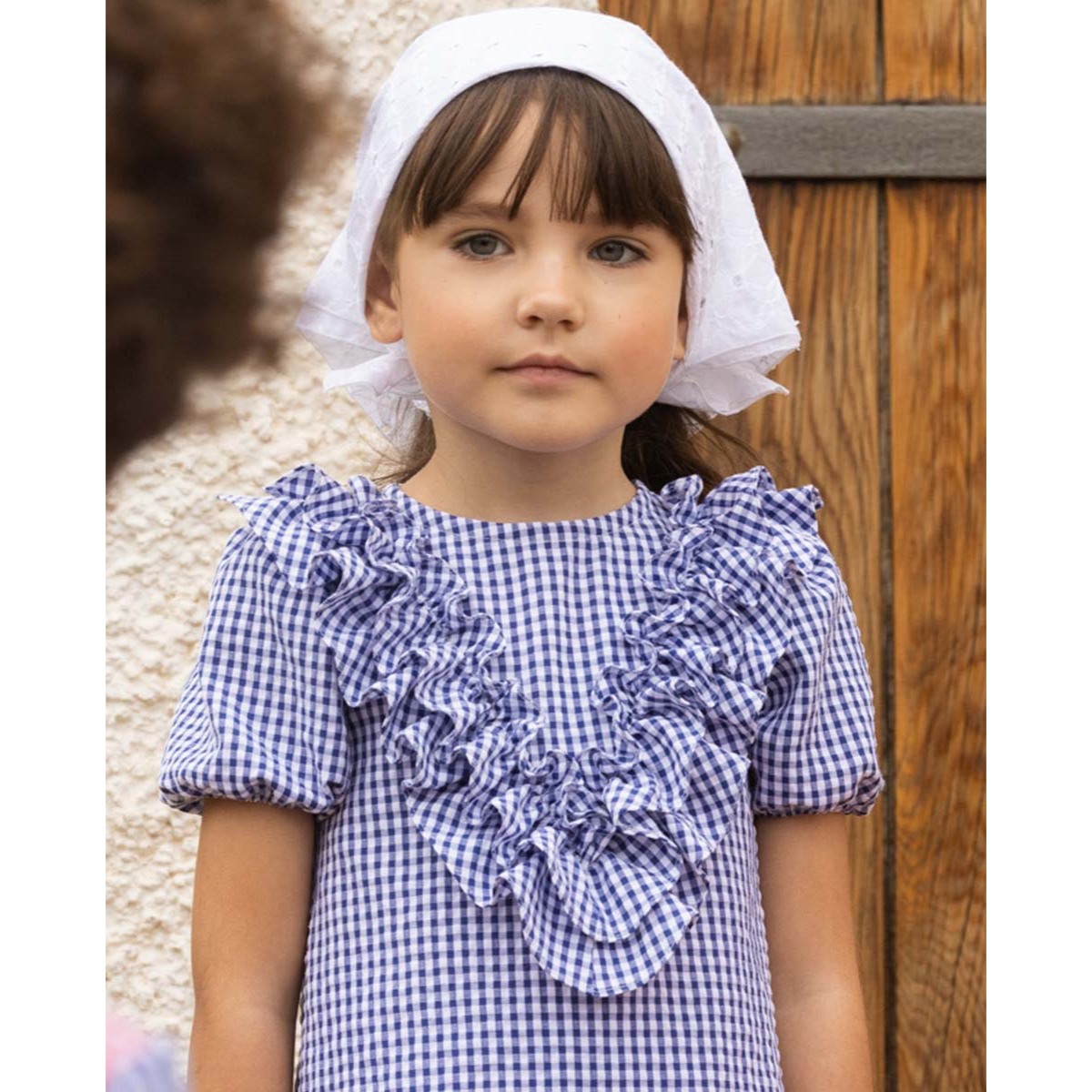 BLUSA VON VOLANTES VICHY AZUL